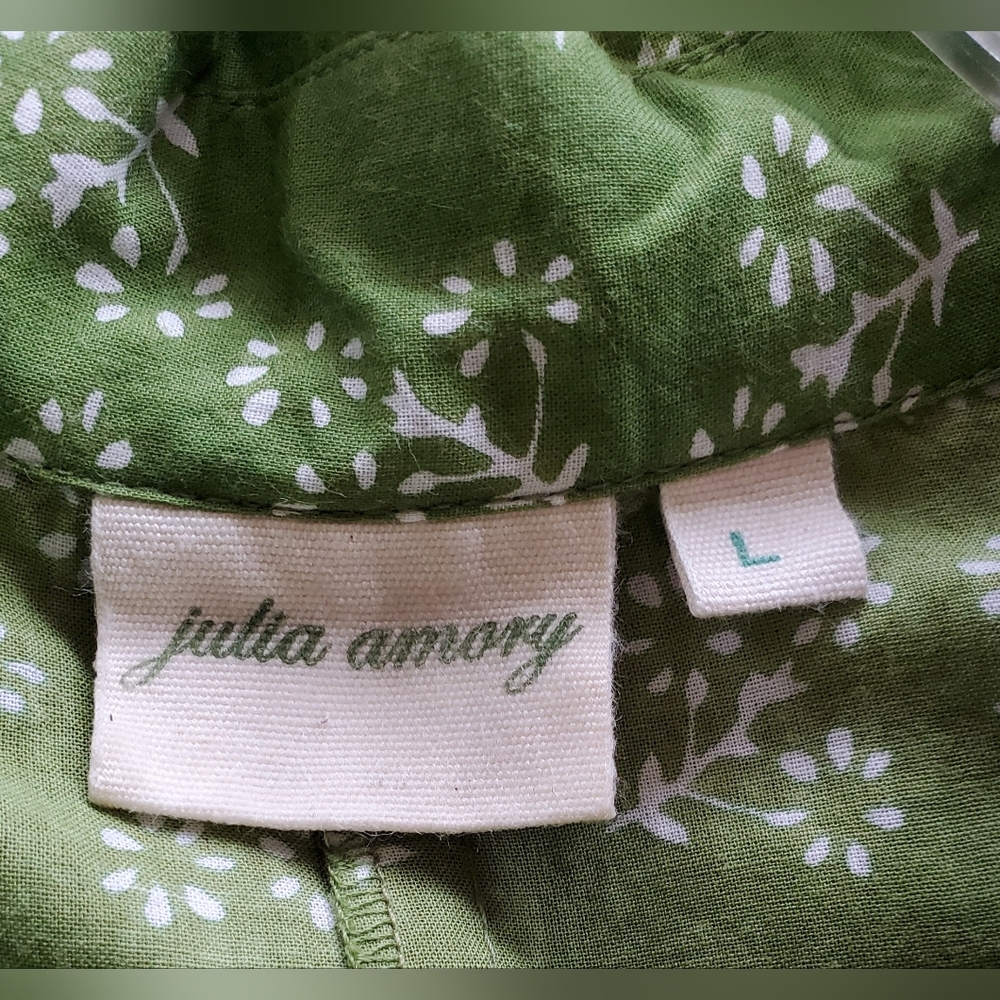 JULIA AMORY GREEN COTTON JA SHIRT DRESS LARGE EXCELLENT - Picture 8 of 9